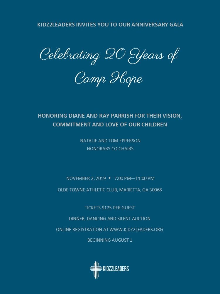 Come celebrate 20 Years of Camp Hope at our Anniversary Gala!